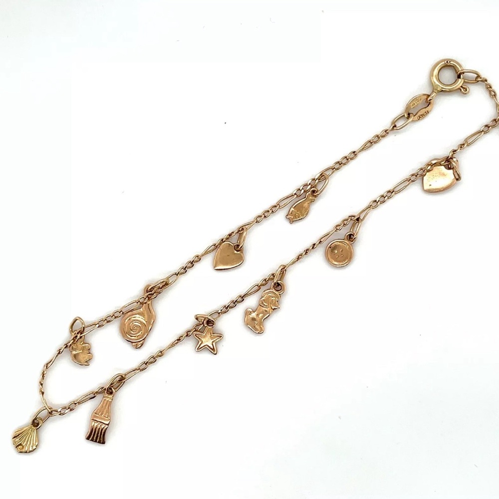 14k Chain Bracelet with small charms